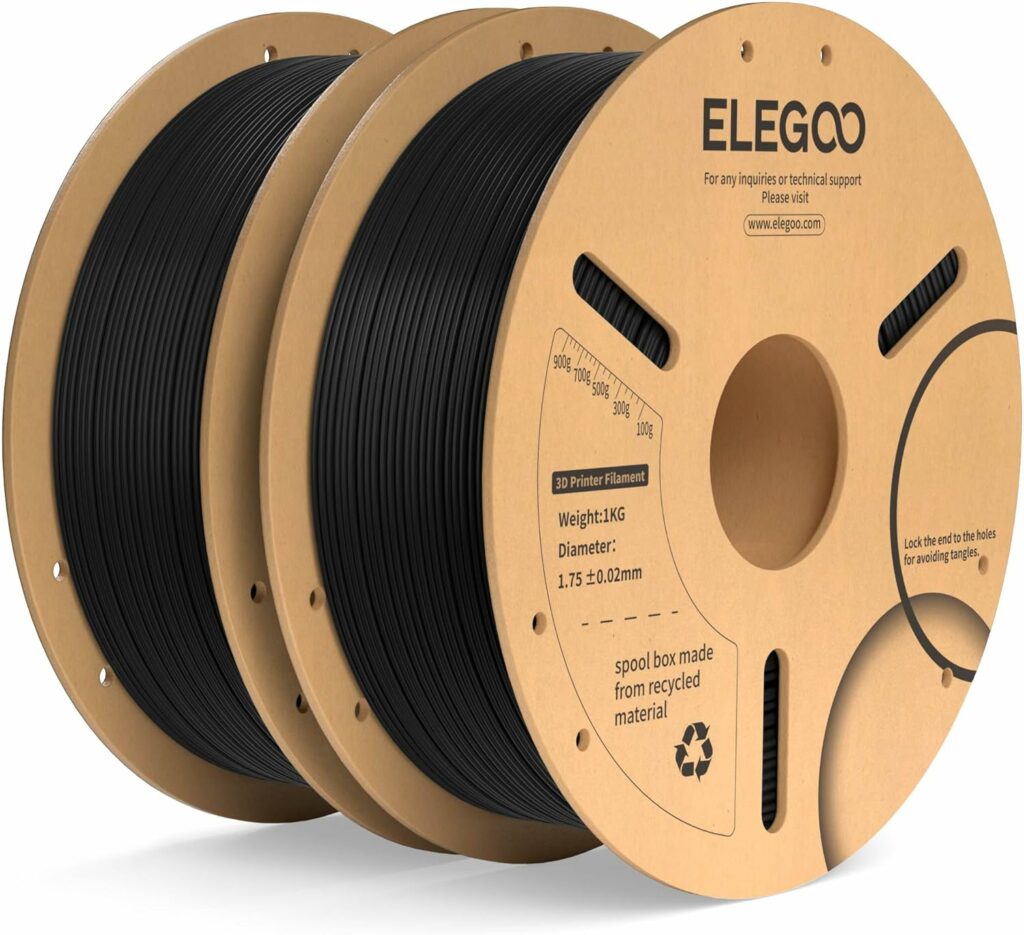 ELEGOO PLA+ Filament 1.75mm Schwarz 2KG